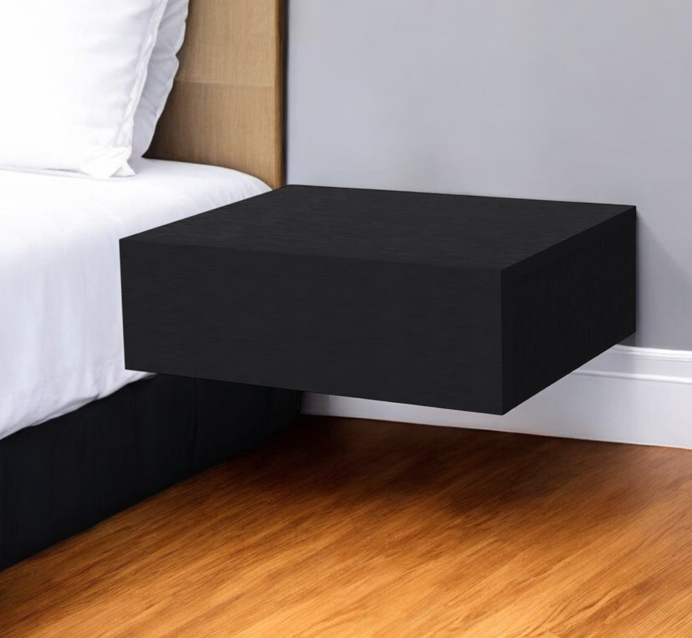 Homeroots 5" Black One Drawer Faux Wood Floating Nightstand   546185