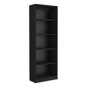 HomeRoots 71" Black Wood Five-Tier Bookcase - Modern, Space-Saving Storage Solution for Stylish Interiors 546187