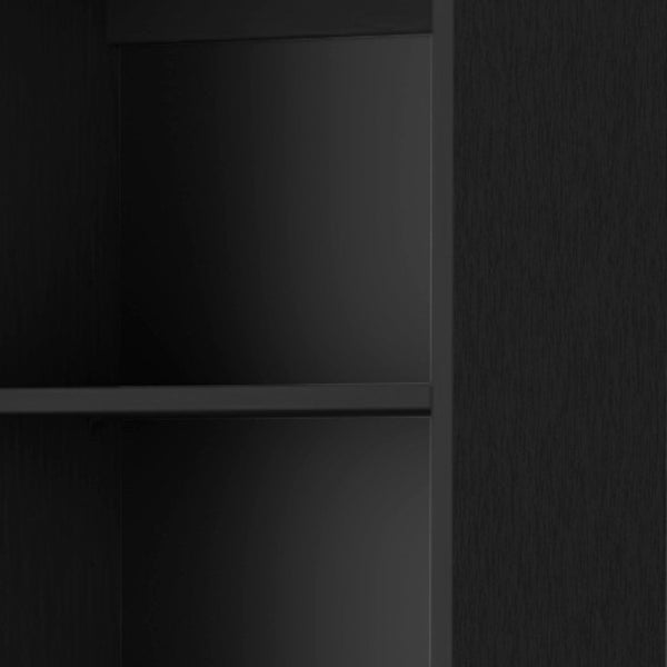 HomeRoots 70" Black Wood Five Tier Bookcase - Stylish Vertical Storage Solution for Small Spaces & Decor 546188