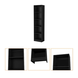 HomeRoots 70" Black Wood Five Tier Bookcase - Stylish Vertical Storage Solution for Small Spaces & Decor 546188
