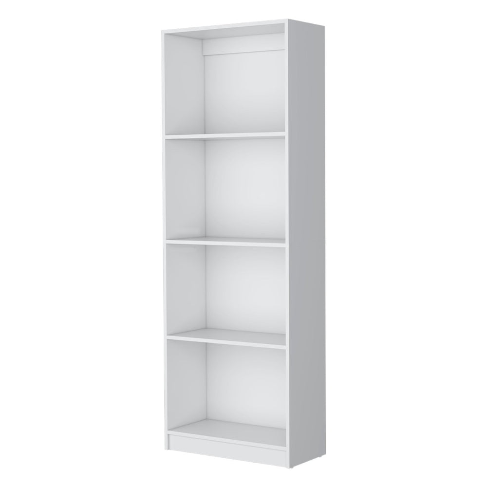 HomeRoots 71" White Wood Four Tier Bookcase - Sleek Storage Solution for Books, Décor & Stylish Home Organization 546190