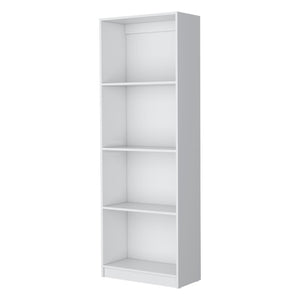 HomeRoots 71" White Wood Four Tier Bookcase - Sleek Storage Solution for Books, Décor & Stylish Home Organization 546190