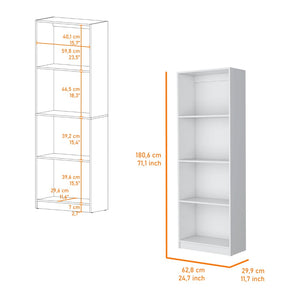 HomeRoots 71" White Wood Four Tier Bookcase - Sleek Storage Solution for Books, Décor & Stylish Home Organization 546190