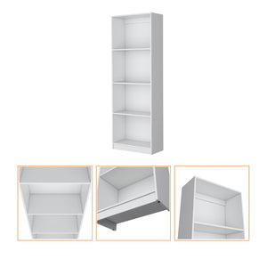 HomeRoots 71" White Wood Four Tier Bookcase - Sleek Storage Solution for Books, Décor & Stylish Home Organization 546190