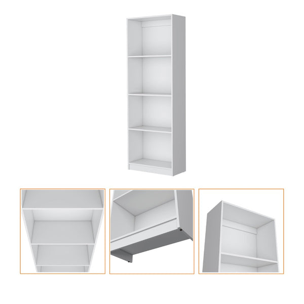 HomeRoots 71" White Wood Four Tier Bookcase - Sleek Storage Solution for Books, Décor & Stylish Home Organization 546190