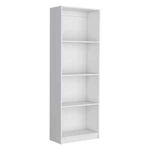 HomeRoots 71" White Wood Four Tier Bookcase - Sleek Storage Solution for Books, Décor & Stylish Home Organization 546190