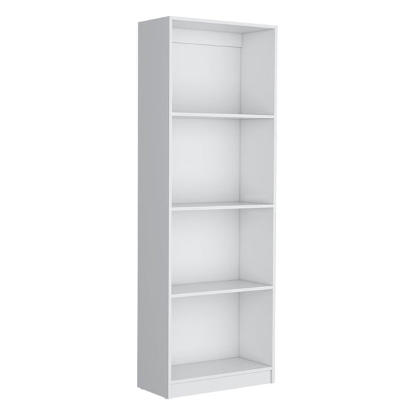 HomeRoots 71" White Wood Four Tier Bookcase - Sleek Storage Solution for Books, Décor & Stylish Home Organization 546190
