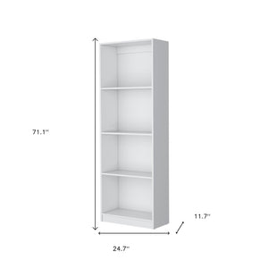 HomeRoots 71" White Wood Four Tier Bookcase - Sleek Storage Solution for Books, Décor & Stylish Home Organization 546190