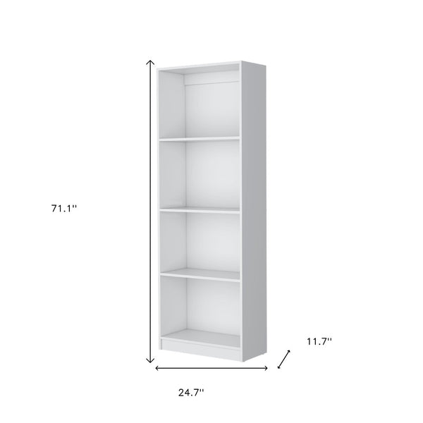 HomeRoots 71" White Wood Four Tier Bookcase - Sleek Storage Solution for Books, Décor & Stylish Home Organization 546190
