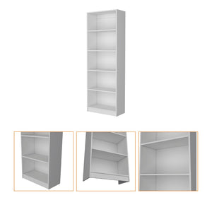HomeRoots 71" White Wood Five-Tier Bookcase - Stylish Vertical Storage Solution for Home & Office Spaces 546191