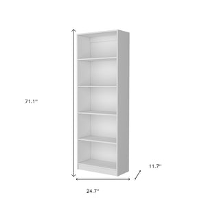 HomeRoots 71" White Wood Five-Tier Bookcase - Stylish Vertical Storage Solution for Home & Office Spaces 546191