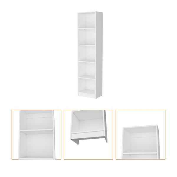 HomeRoots 71" White Wood Five Tier Bookcase – Elegant Storage Solution for Home, Office, or Small Spaces! 546192