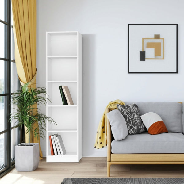 HomeRoots 71" White Wood Five Tier Bookcase – Elegant Storage Solution for Home, Office, or Small Spaces! 546192