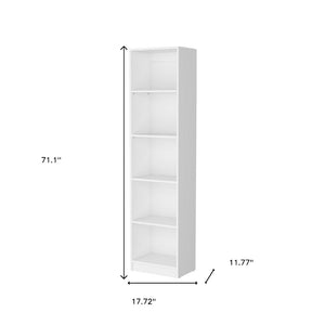 HomeRoots 71" White Wood Five Tier Bookcase – Elegant Storage Solution for Home, Office, or Small Spaces! 546192