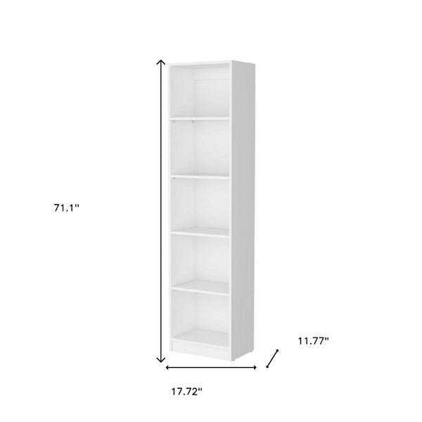 HomeRoots 71" White Wood Five Tier Bookcase – Elegant Storage Solution for Home, Office, or Small Spaces! 546192