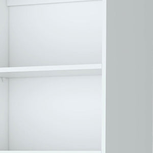 HomeRoots 71" White Wood Three-Tier Bookcase with Two Doors – Stylish Storage Solution for Home or Office 546193