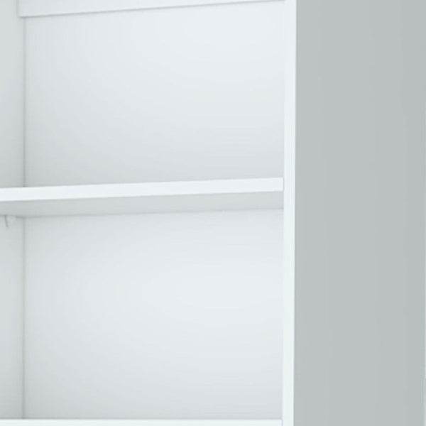 HomeRoots 71" White Wood Three-Tier Bookcase with Two Doors – Stylish Storage Solution for Home or Office 546193