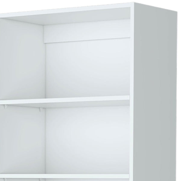 HomeRoots 71" White Wood Three-Tier Bookcase with Two Doors – Stylish Storage Solution for Home or Office 546193
