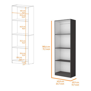 HomeRoots 71" Gray and White Wood Four-Tier Bookcase – Stylish Vertical Storage for Modern Homes & Offices 546194