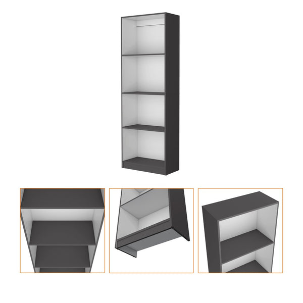 HomeRoots 71" Gray and White Wood Four-Tier Bookcase – Stylish Vertical Storage for Modern Homes & Offices 546194
