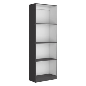 HomeRoots 71" Gray and White Wood Four-Tier Bookcase – Stylish Vertical Storage for Modern Homes & Offices 546194