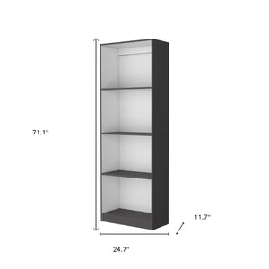 HomeRoots 71" Gray and White Wood Four-Tier Bookcase – Stylish Vertical Storage for Modern Homes & Offices 546194