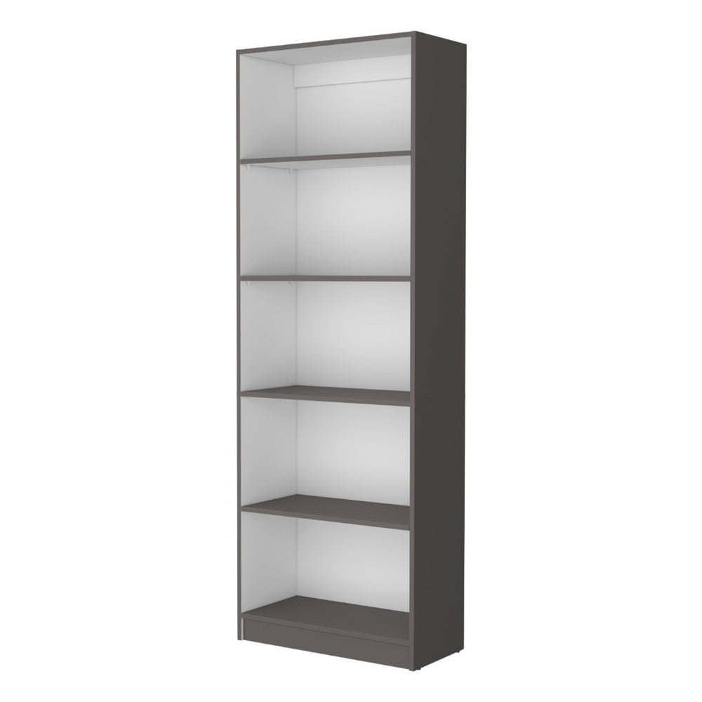 HomeRoots 71" Gray and White Wood Five-Tier Bookcase - Stylish Storage Solution for Modern Spaces and Decor 546195