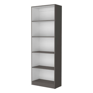 HomeRoots 71" Gray and White Wood Five-Tier Bookcase - Stylish Storage Solution for Modern Spaces and Decor 546195