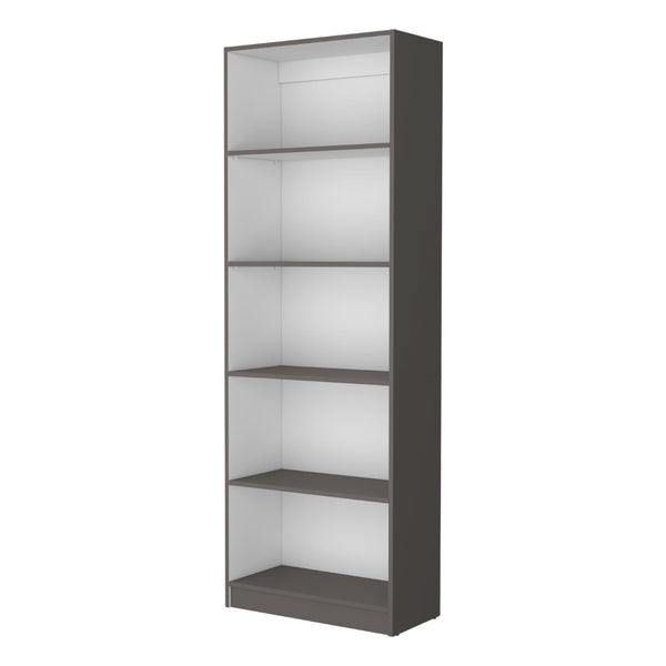 HomeRoots 71" Gray and White Wood Five-Tier Bookcase - Stylish Storage Solution for Modern Spaces and Decor 546195