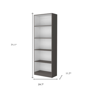 HomeRoots 71" Gray and White Wood Five-Tier Bookcase - Stylish Storage Solution for Modern Spaces and Decor 546195