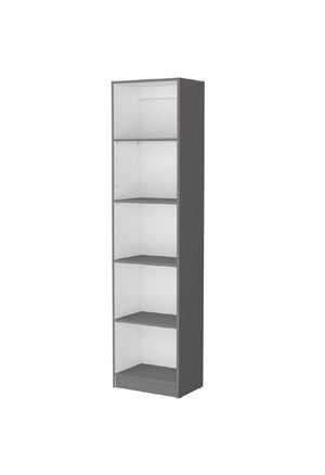 HomeRoots 71" Gray and White Wood Five-Tier Bookcase - Modern Storage Solution for Any Room, Stylish & Durable 546196