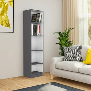 HomeRoots 71" Gray and White Wood Five-Tier Bookcase - Modern Storage Solution for Any Room, Stylish & Durable 546196