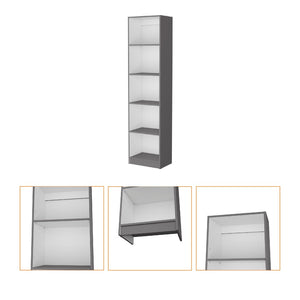 HomeRoots 71" Gray and White Wood Five-Tier Bookcase - Modern Storage Solution for Any Room, Stylish & Durable 546196
