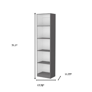 HomeRoots 71" Gray and White Wood Five-Tier Bookcase - Modern Storage Solution for Any Room, Stylish & Durable 546196
