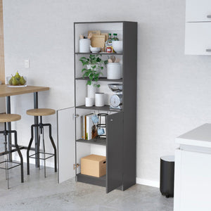 HomeRoots 71" Stylish Gray and White Three-Tier Bookcase with Doors – Modern Storage Solution for Any Room 546197