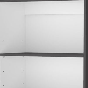 HomeRoots 71" Stylish Gray and White Three-Tier Bookcase with Doors – Modern Storage Solution for Any Room 546197