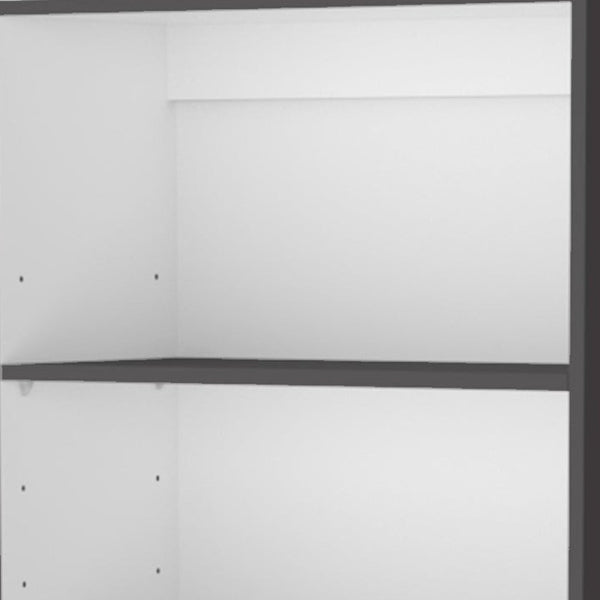 HomeRoots 71" Stylish Gray and White Three-Tier Bookcase with Doors – Modern Storage Solution for Any Room 546197