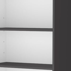 HomeRoots 71" Stylish Gray and White Three-Tier Bookcase with Doors – Modern Storage Solution for Any Room 546197
