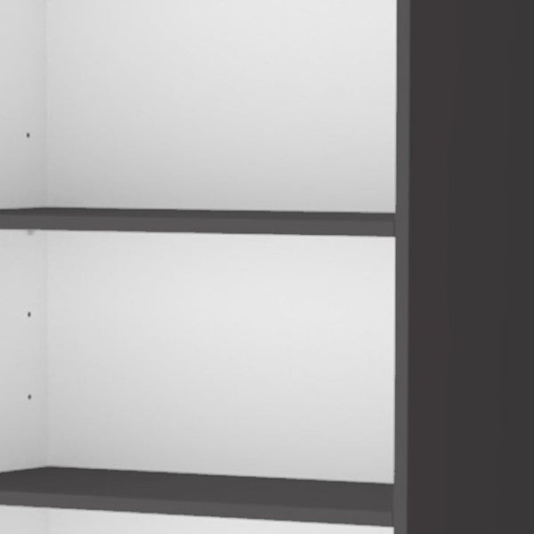 HomeRoots 71" Stylish Gray and White Three-Tier Bookcase with Doors – Modern Storage Solution for Any Room 546197