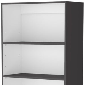 HomeRoots 71" Stylish Gray and White Three-Tier Bookcase with Doors – Modern Storage Solution for Any Room 546197
