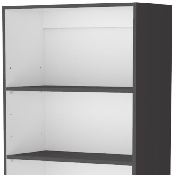 HomeRoots 71" Stylish Gray and White Three-Tier Bookcase with Doors – Modern Storage Solution for Any Room 546197