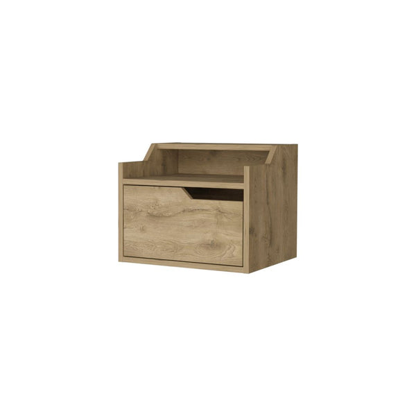 Homeroots 13" Beige One Drawer Faux Wood Floating Nightstand   546198