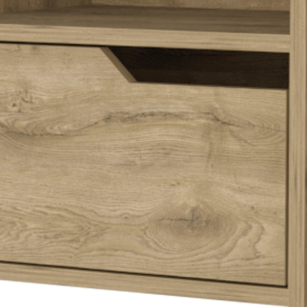 Homeroots 13" Beige One Drawer Faux Wood Floating Nightstand   546198