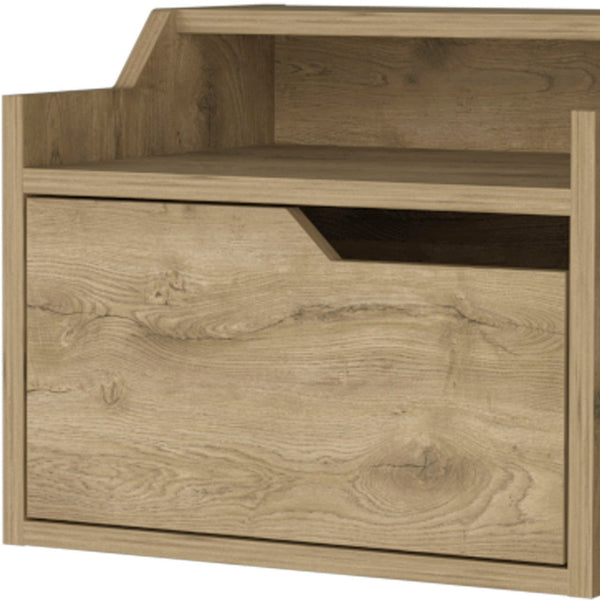 Homeroots 13" Beige One Drawer Faux Wood Floating Nightstand   546198