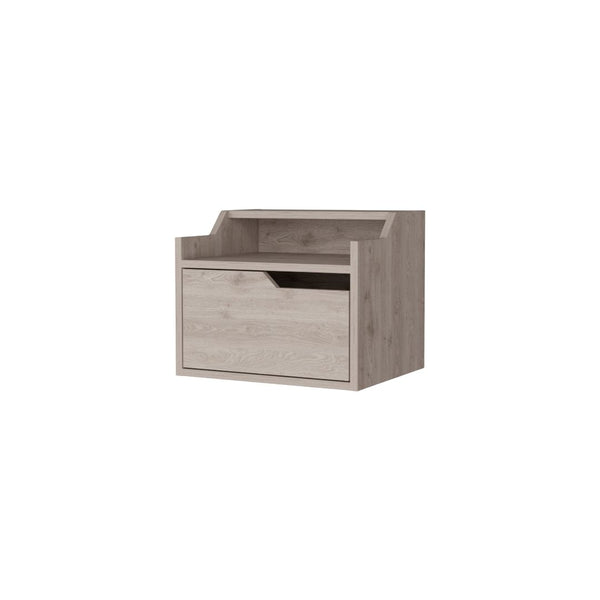 Homeroots 13" Gray One Drawer Faux Wood Floating Nightstand   546199