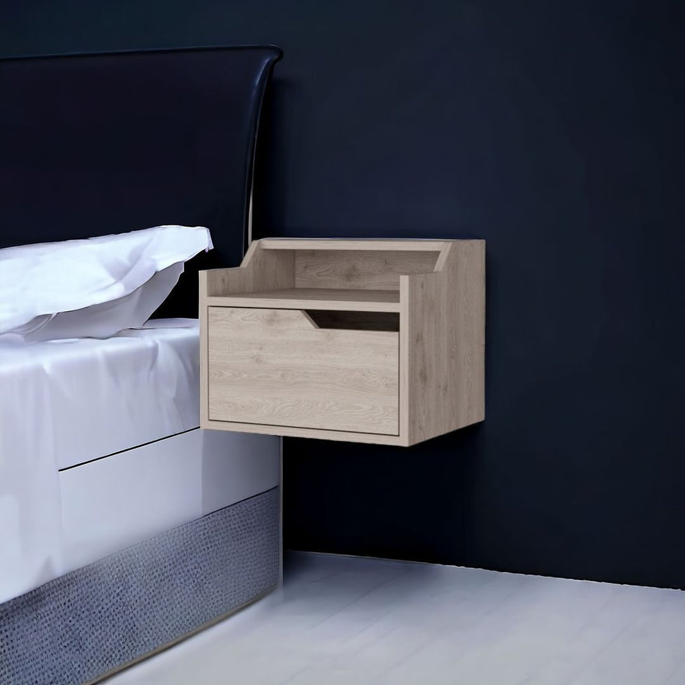 Homeroots 13" Gray One Drawer Faux Wood Floating Nightstand   546199