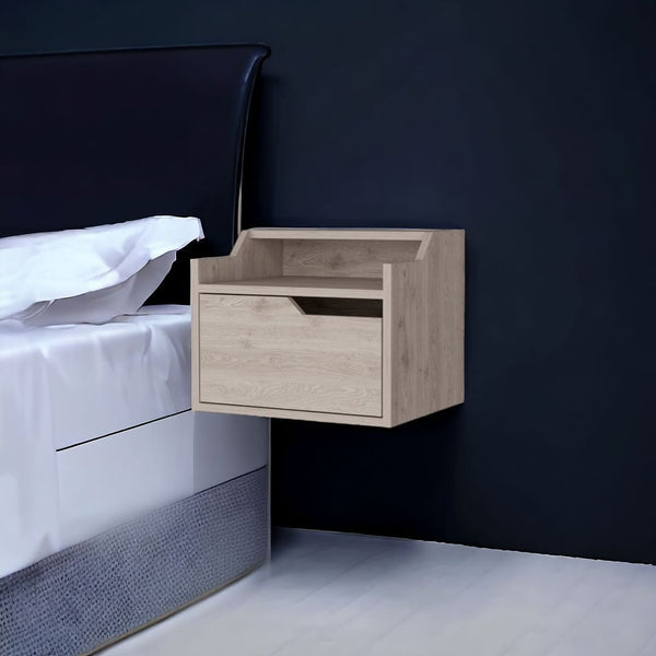 Homeroots 13" Gray One Drawer Faux Wood Floating Nightstand   546199