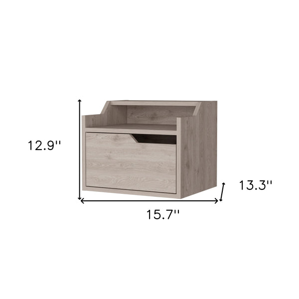 Homeroots 13" Gray One Drawer Faux Wood Floating Nightstand   546199