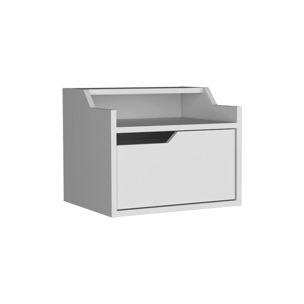 Homeroots 13" White One Drawer Faux Wood Floating Nightstand   546200