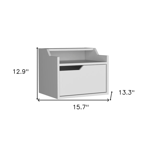 Homeroots 13" White One Drawer Faux Wood Floating Nightstand   546200